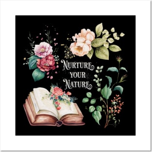 Nurture your nature book flower motif Posters and Art